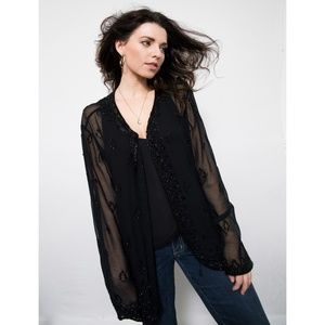 Sheer vintage hand beaded J Kara New York Kimono